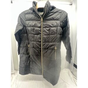 Michael Kors Womens Black Packable Down Fill Hooded Puffer Coat XXL